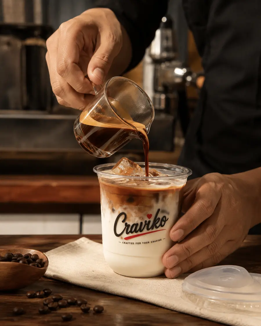 Fresh Craviko coffee being handcrafted